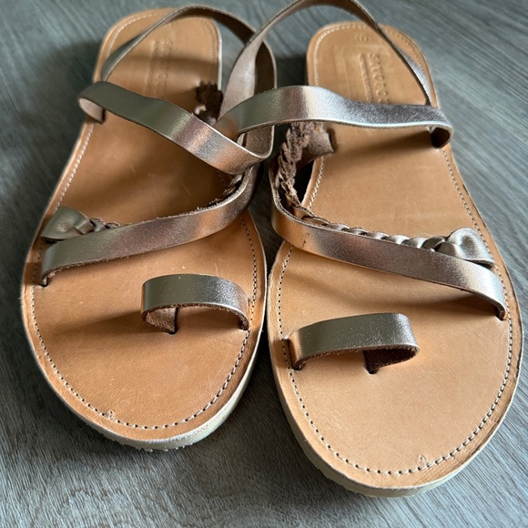 Savopoulos Greek Rose Gold Strappy Leather Sandals - Picture 6 of 10